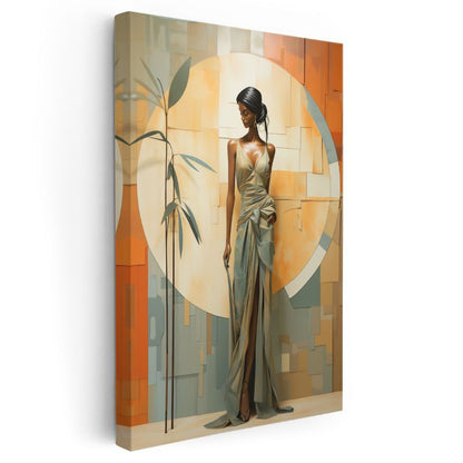 Zarif Duruş - Modern Geometrik Kompozisyon Kanvas Tablo