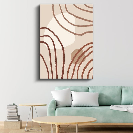Organik Çizgiler - Minimalist Bej Kompozisyon Kanvas Tablo