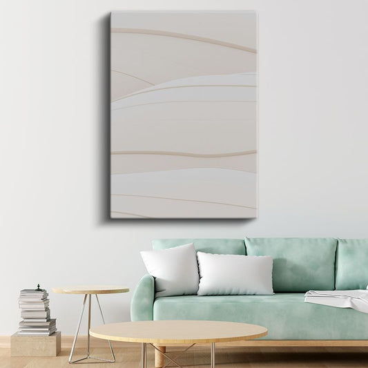 Minimalist Dalgalar - Zarif Bej Tonlarında Soyut Çizgiler Kanvas Tablo