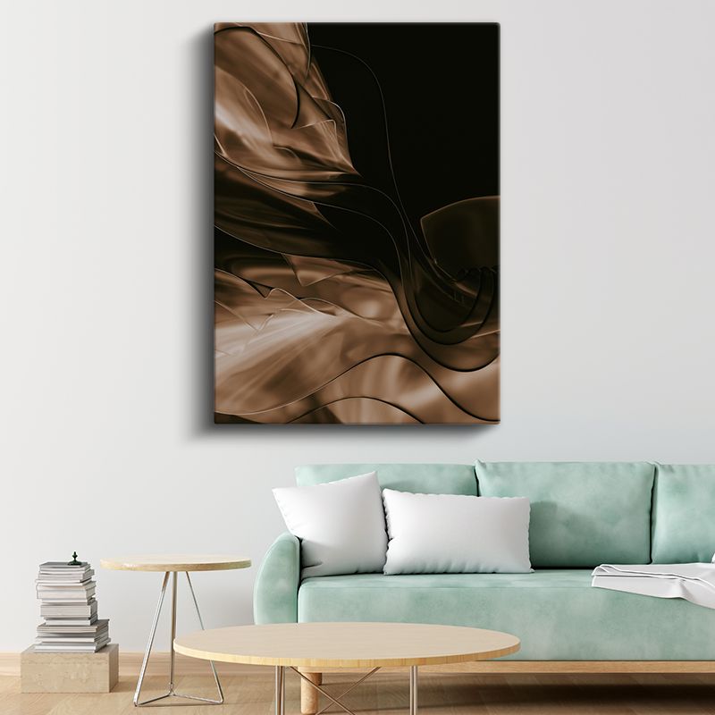 Kahverengi Akış - Dinamik Dalgalı Formlar Kanvas Tablo