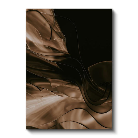 Kahverengi Akış - Dinamik Dalgalı Formlar Kanvas Tablo