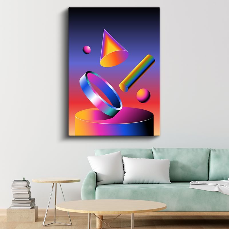 Geometrik Evren - Canlı Renkli 3D Şekiller Kanvas Tablo