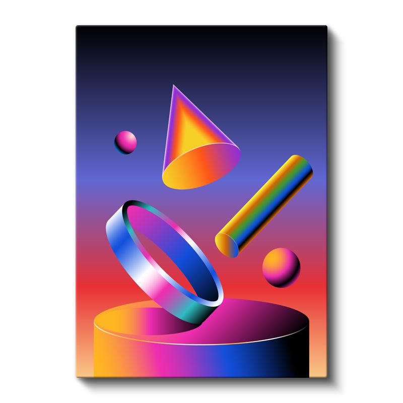 Geometrik Evren - Canlı Renkli 3D Şekiller Kanvas Tablo