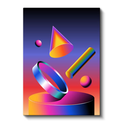 Geometrik Evren - Canlı Renkli 3D Şekiller Kanvas Tablo