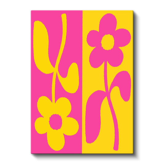 Pop Çiçekler - Neşeli Kontrast Renkli Botanik Kanvas Tablo