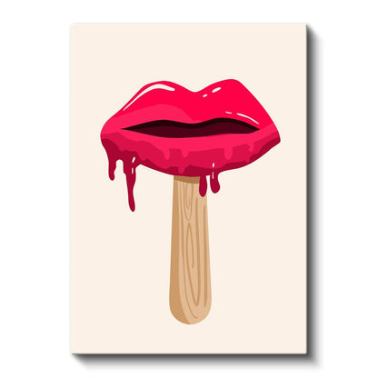 Dudak Dondurma - Pop Art Tarzı Eğlenceli Kanvas Tablo