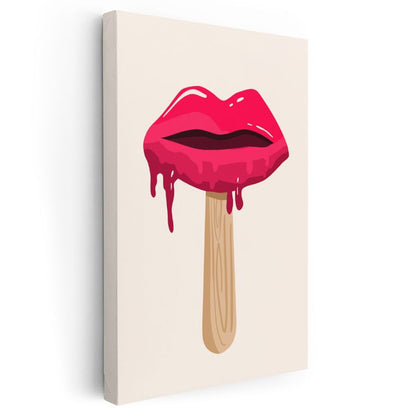Dudak Dondurma - Pop Art Tarzı Eğlenceli Kanvas Tablo