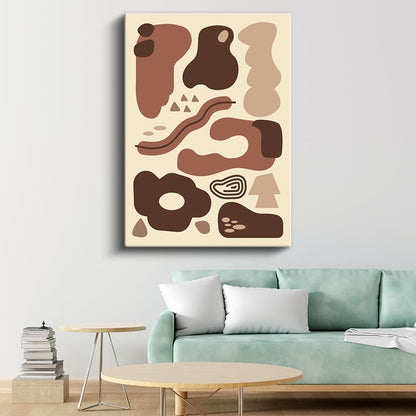 Organik Formlar - Kahverengi Tonlarında Soyut Kompozisyon Kanvas Tablo