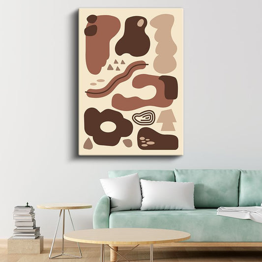 Organik Formlar - Kahverengi Tonlarında Soyut Kompozisyon Kanvas Tablo