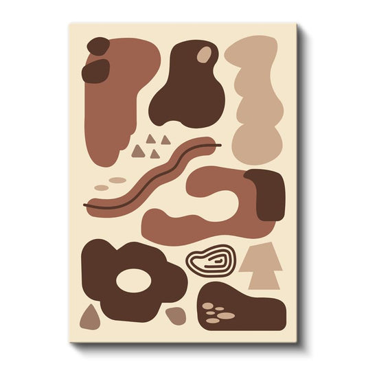 Organik Formlar - Kahverengi Tonlarında Soyut Kompozisyon Kanvas Tablo
