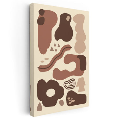 Organik Formlar - Kahverengi Tonlarında Soyut Kompozisyon Kanvas Tablo