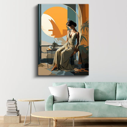 Huzur Anı - Modern Vektörel Portre Kanvas Tablo