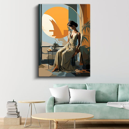 Huzur Anı - Modern Vektörel Portre Kanvas Tablo
