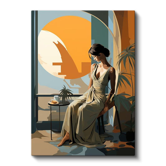 Huzur Anı - Modern Vektörel Portre Kanvas Tablo