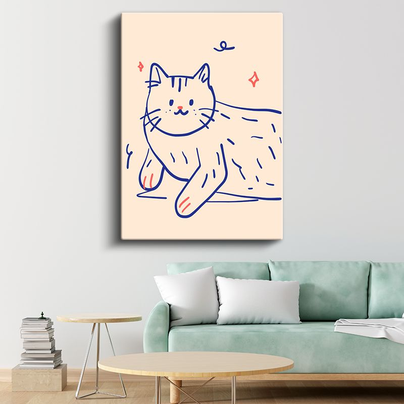 Sevimli Dostluk - Minimalist Kedi İllüstrasyonu Kanvas Tablo