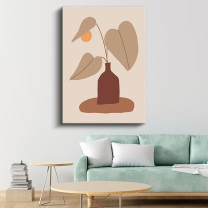 Botanik Sadelik - Minimalist Yaprak Kompozisyonu Kanvas Tablo