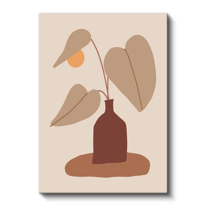 Botanik Sadelik - Minimalist Yaprak Kompozisyonu Kanvas Tablo