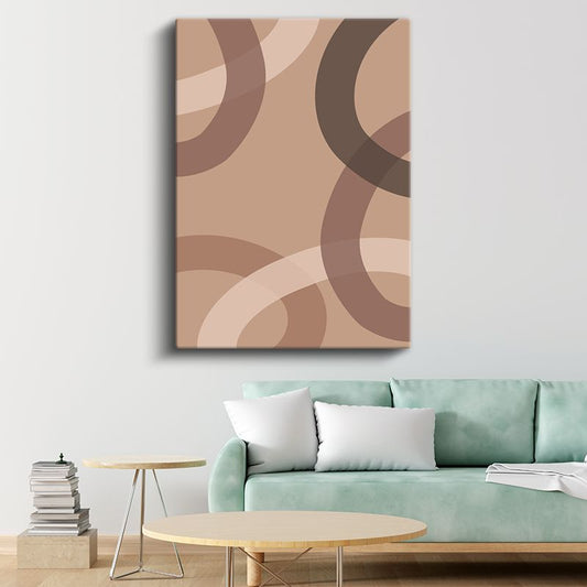 Geometrik Ritim - Kahverengi Tonlarında Dairesel Kompozisyon Kanvas Tablo