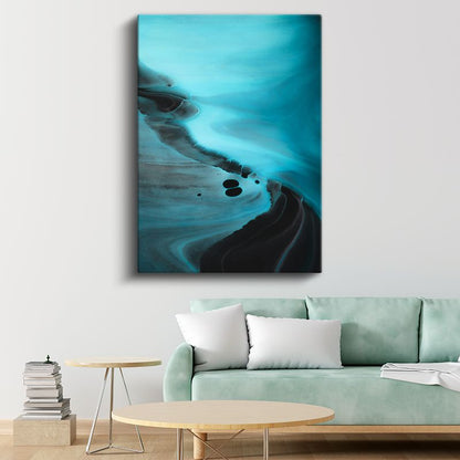 Okyanus Derinliği - Turkuaz Akışkan Formlar Kanvas Tablo
