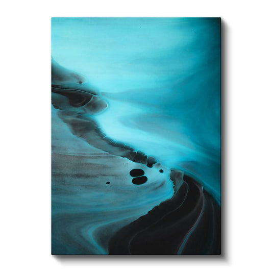 Okyanus Derinliği - Turkuaz Akışkan Formlar Kanvas Tablo
