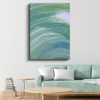 Yeşil Dalga - Dinamik Fırça Darbeleri Kanvas Tablo