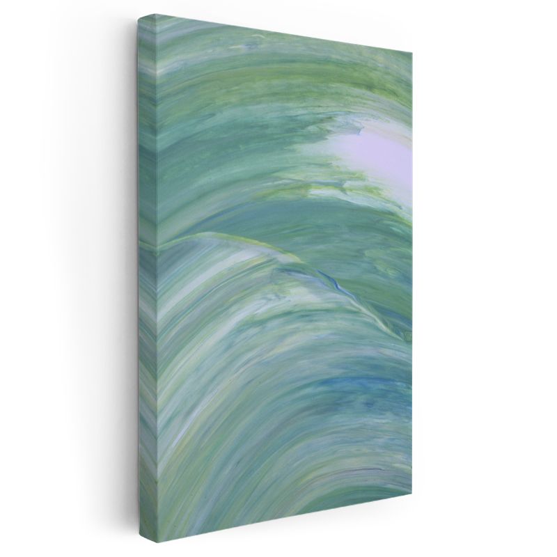 Yeşil Dalga - Dinamik Fırça Darbeleri Kanvas Tablo