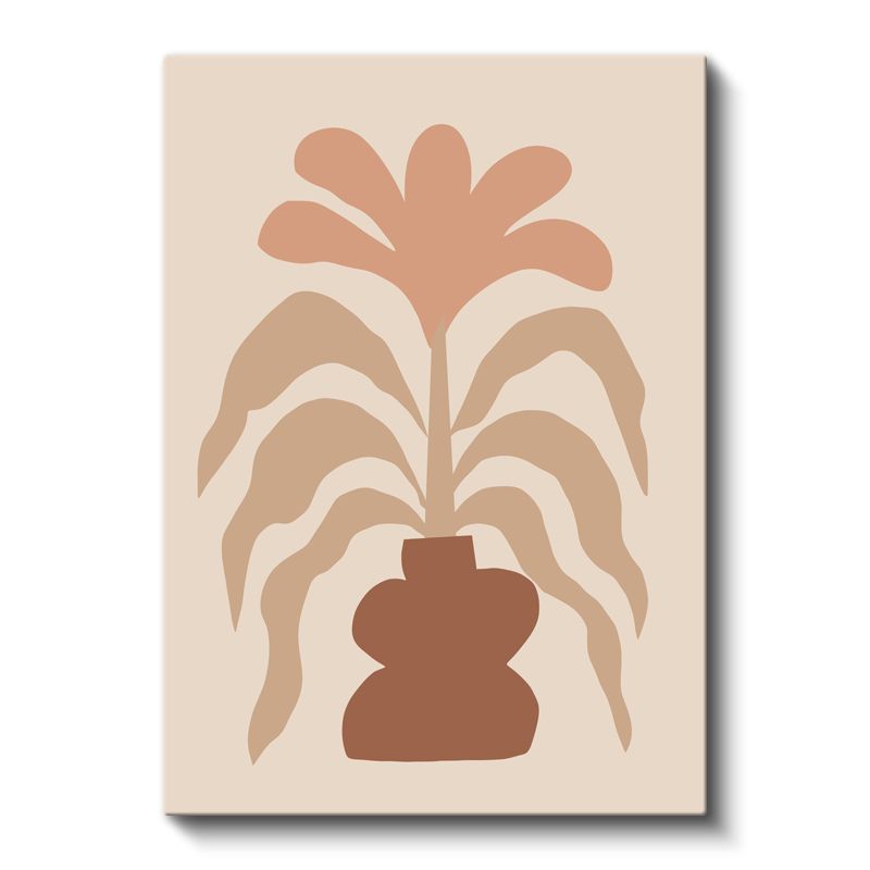 Çiçeklenme - Minimalist Bitki Silueti Kanvas Tablo