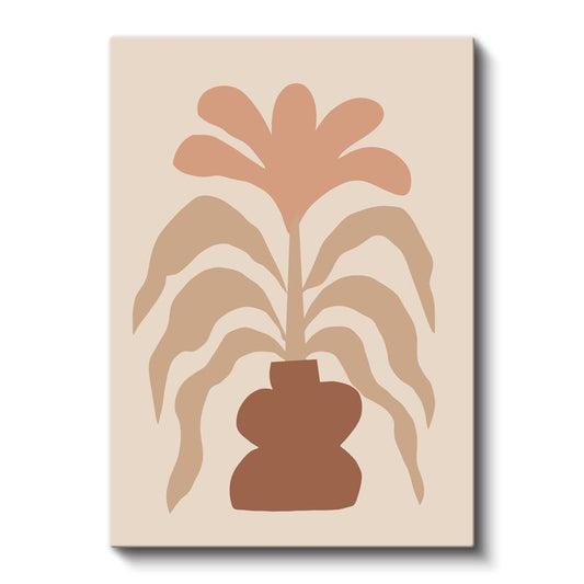 Çiçeklenme - Minimalist Bitki Silueti Kanvas Tablo