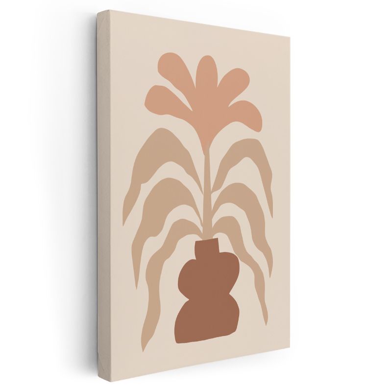 Çiçeklenme - Minimalist Bitki Silueti Kanvas Tablo