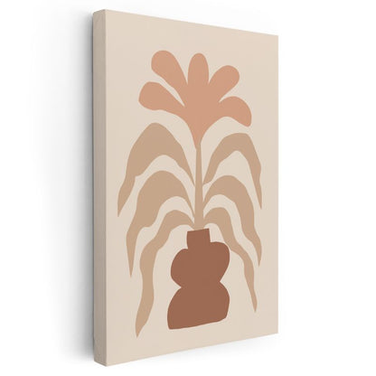 Çiçeklenme - Minimalist Bitki Silueti Kanvas Tablo