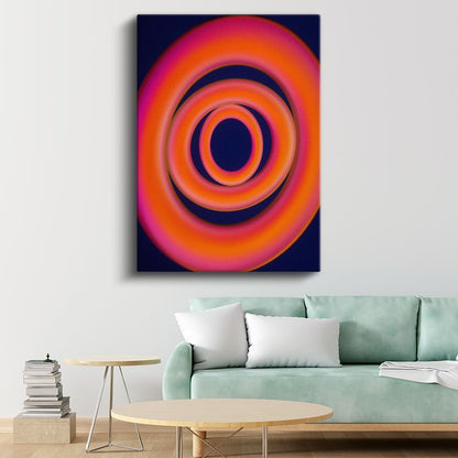 Hipnotik Daireler - Turuncu Pembe Soyut Geometri Kanvas Tablo
