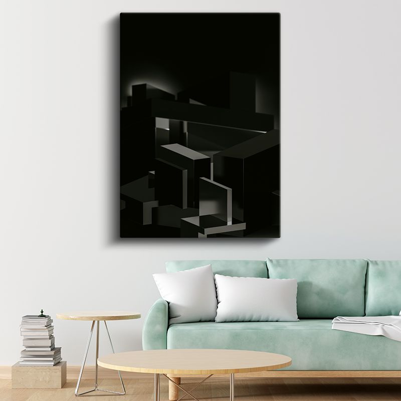 Geometrik Mimari - Siyah Küpler Minimalist Kompozisyon Kanvas Tablo