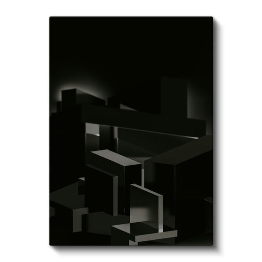 Geometrik Mimari - Siyah Küpler Minimalist Kompozisyon Kanvas Tablo