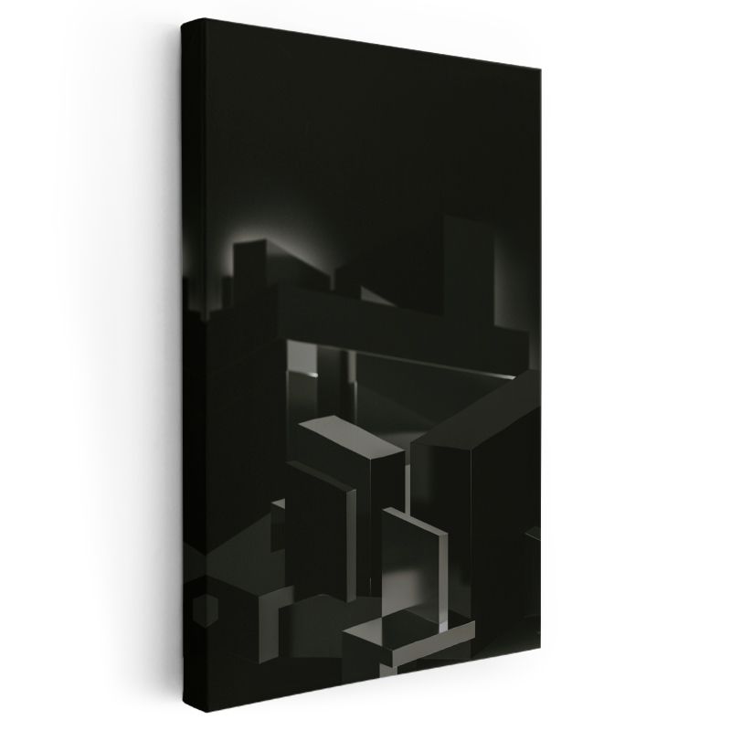 Geometrik Mimari - Siyah Küpler Minimalist Kompozisyon Kanvas Tablo
