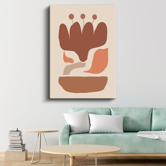 Organik Formlar - Toprak Tonları Soyut Kompozisyon Kanvas Tablo