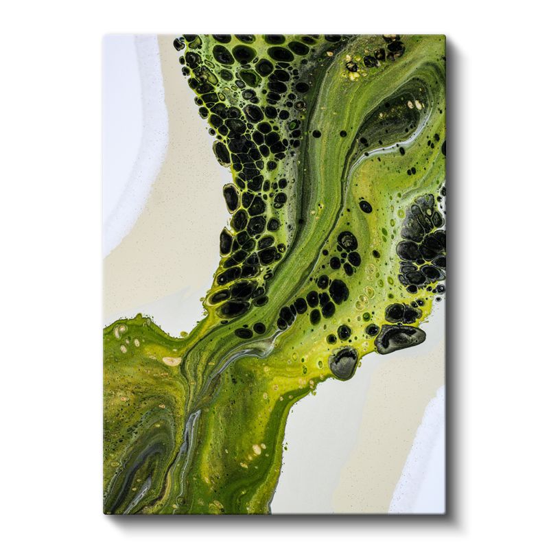 Yeşil Akışkan - Organik Kabarcıklar Soyut Doku Kanvas Tablo