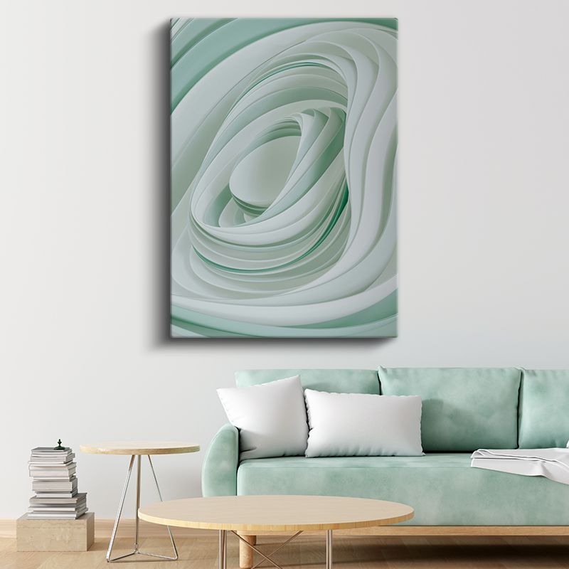 Spiral Dinamizm - Minimalist Yeşil Tonları Kanvas Tablo