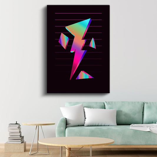 Neon Şimşek - Retro Geometrik Tasarım Kanvas Tablo
