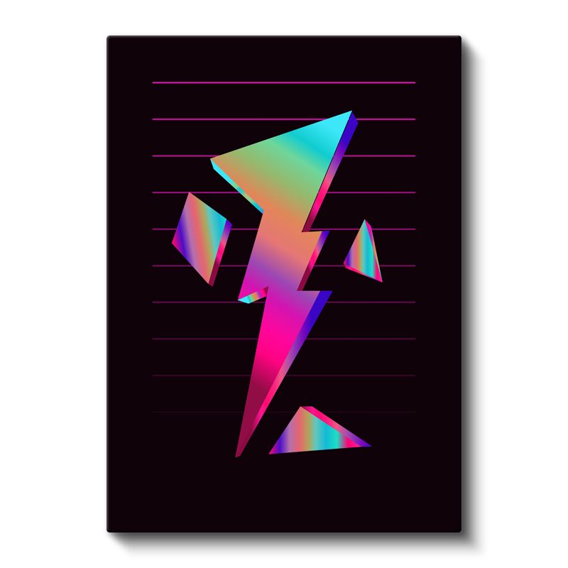 Neon Şimşek - Retro Geometrik Tasarım Kanvas Tablo