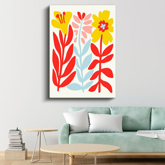 Renkli Botanik - Modern Çiçek Kompozisyonu Kanvas Tablo