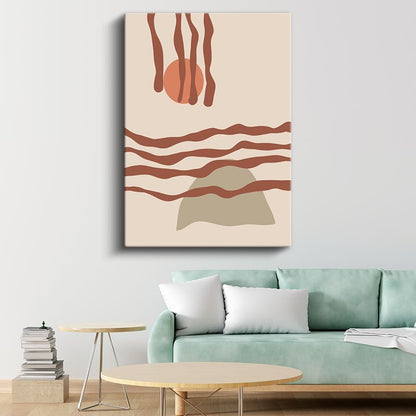 Toprak Dalgaları - Soyut Güneş Manzarası Kanvas Tablo