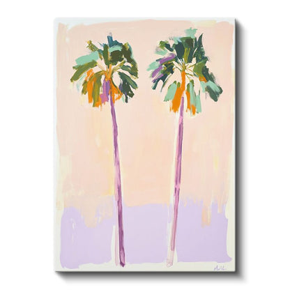 İkiz Palmiyeler - Pastel Fırça Darbeleri Kanvas Tablo