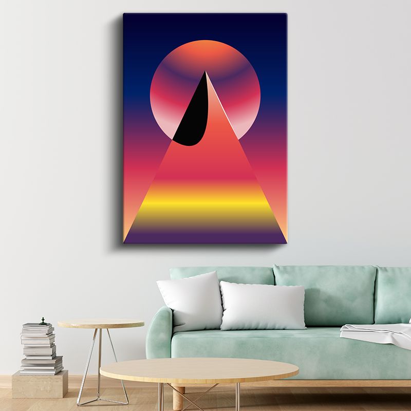 Geometrik Denge - Gün Batımı Renkleriyle Üçgen ve Daire Harmonisi Kanvas Tablo