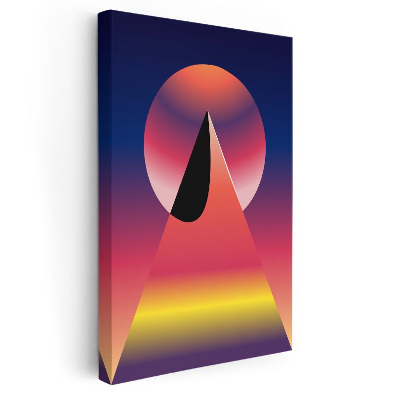 Geometrik Denge - Gün Batımı Renkleriyle Üçgen ve Daire Harmonisi Kanvas Tablo
