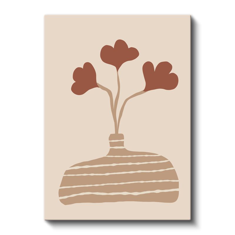 Minimalist Vazo - Kalp Yapraklı Çiçekler Kanvas Tablo