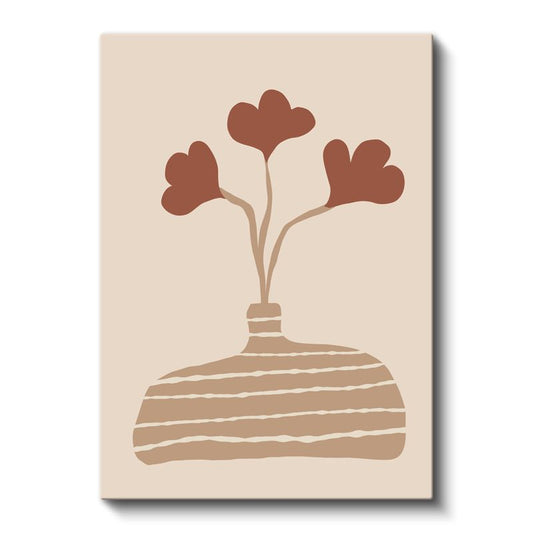 Minimalist Vazo - Kalp Yapraklı Çiçekler Kanvas Tablo