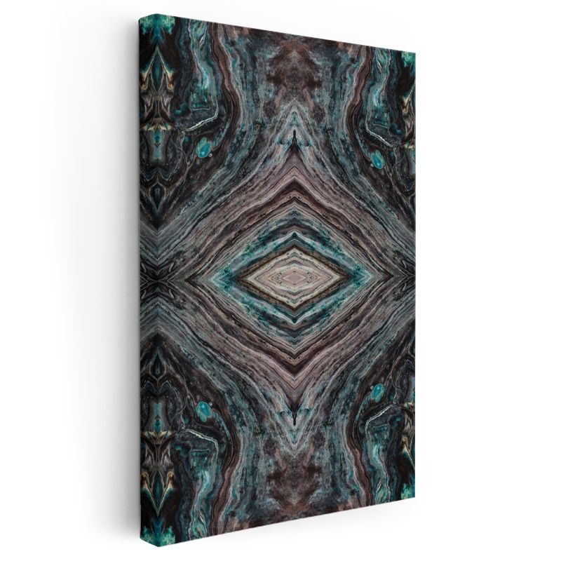 Mineral Simetrisi - Turkuaz ve Kahve Tonlarında Geometrik Desen Kanvas Tablo