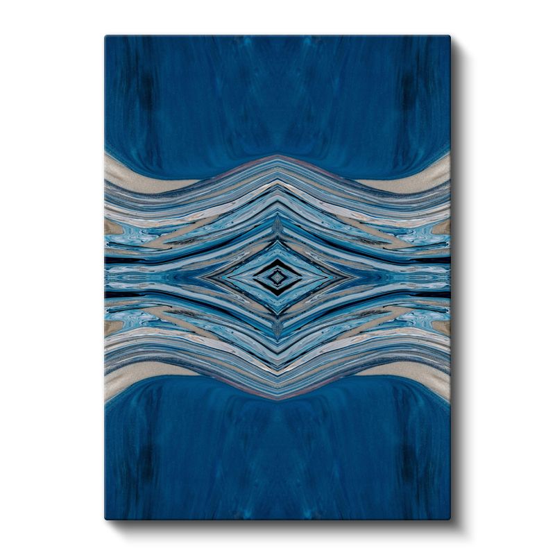 Mavi Simetri - Dalgalı Çizgilerde Okyanus Tonları Kanvas Tablo