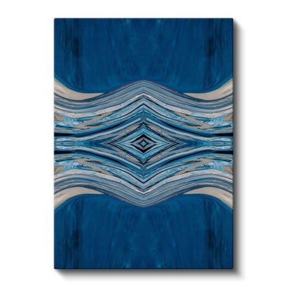 Mavi Simetri - Dalgalı Çizgilerde Okyanus Tonları Kanvas Tablo