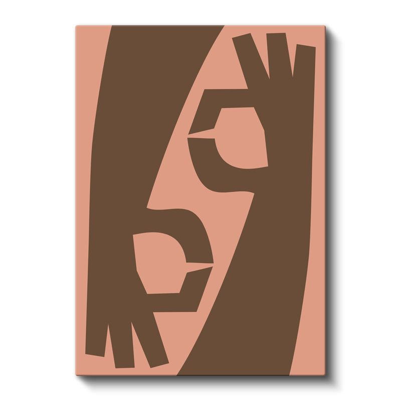 Minimalist Portre - Kahverengi ve Pembe Tonlarında Soyut Yüz Kanvas Tablo